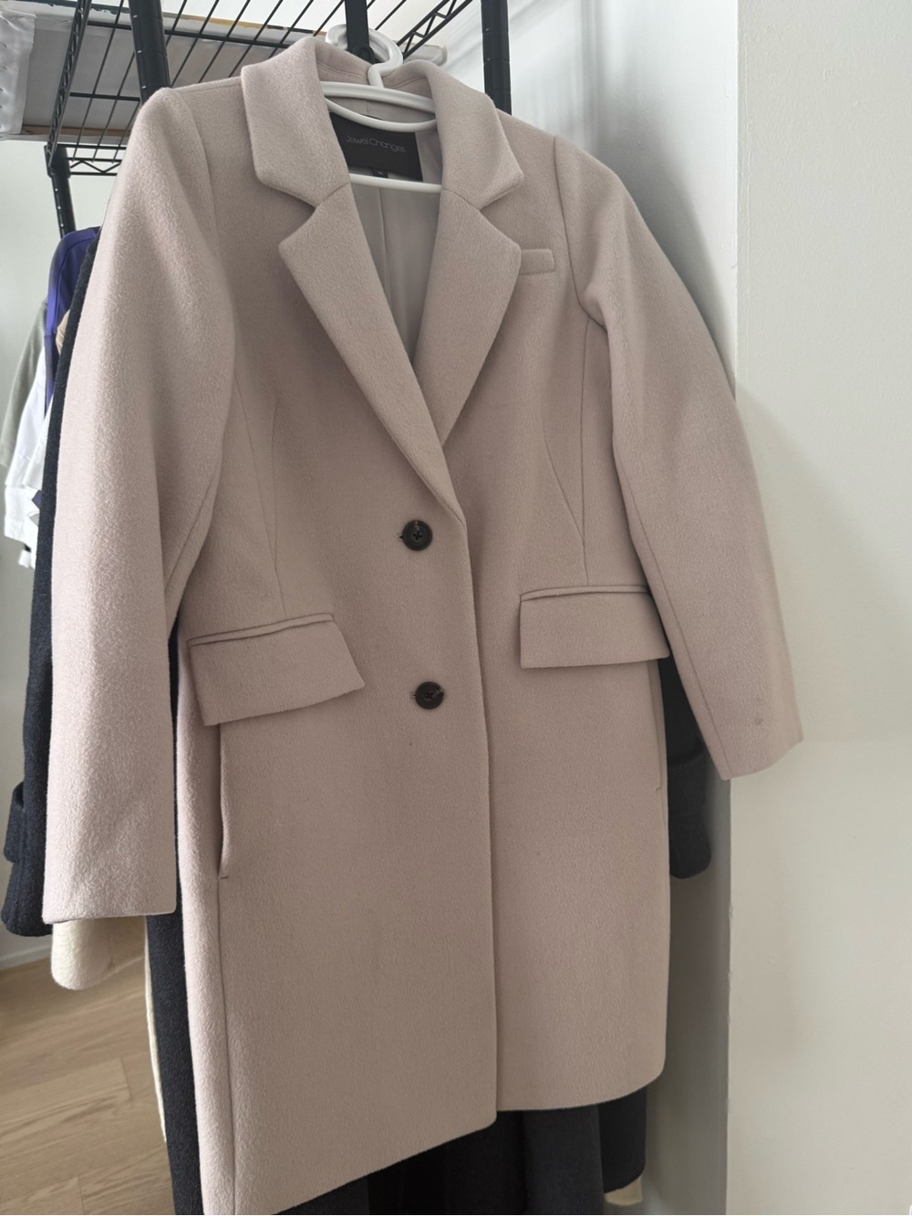 Japan Jewel Changes Pink Beige 100% Wool Chester Coat Size XS